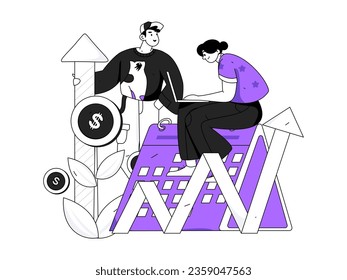 Business People Flat Vector Concept Operation Hand Drawn Illustration
