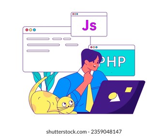 Business People Flat Vector Concept Operation Hand Drawn Illustration

