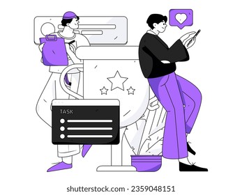Business People Flat Vector Concept Operation Hand Drawn Illustration
