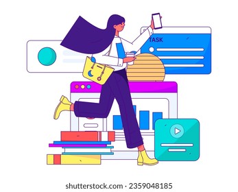 Business People Flat Vector Concept Operation Hand Drawn Illustration
