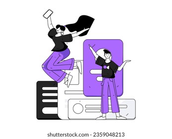 Business People Flat Vector Concept Operation Hand Drawn Illustration
