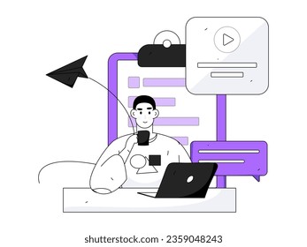 Business People Flat Vector Concept Operation Hand Drawn Illustration
