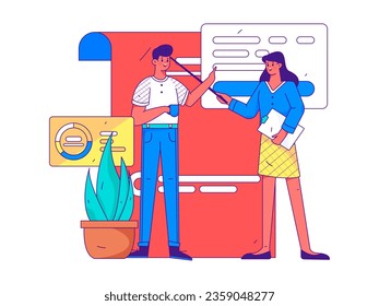 Business People Flat Vector Concept Operation Hand Drawn Illustration
