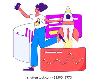 Business People Flat Vector Concept Operation Hand Drawn Illustration

