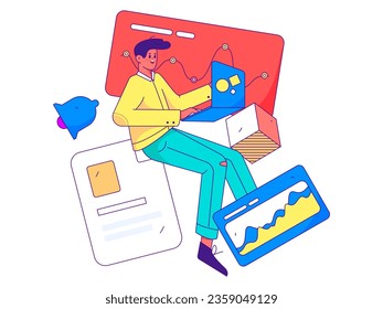 Business People Flat Vector Concept Operation Hand Drawn Illustration
