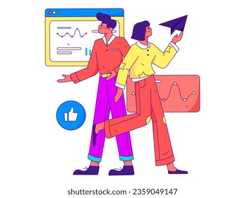 Business People Flat Vector Concept Operation Hand Drawn Illustration
