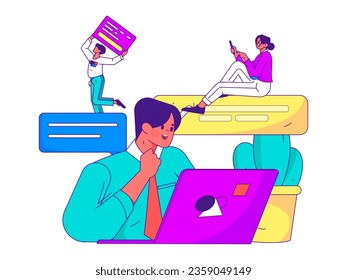 Business People Flat Vector Concept Operation Hand Drawn Illustration
