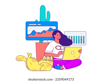 Business People Flat Vector Concept Operation Hand Drawn Illustration
