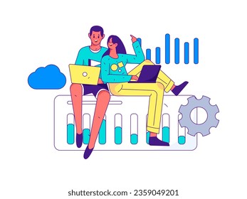 Business People Flat Vector Concept Operation Hand Drawn Illustration
