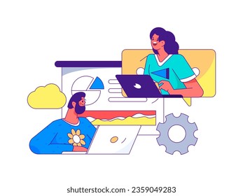 Business People Flat Vector Concept Operation Hand Drawn Illustration
