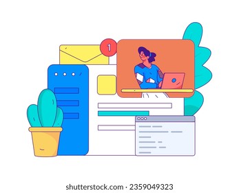 Business People Flat Vector Concept Operation Hand Drawn Illustration
