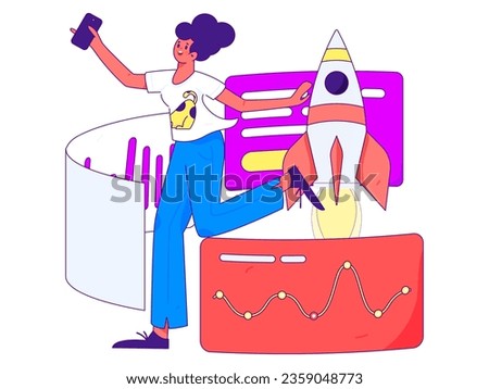 Business People Flat Vector Concept Operation Hand Drawn Illustration
