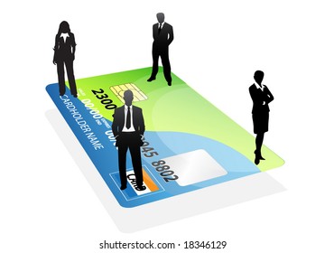 Business people flying with credit card