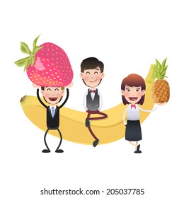 Business people with fruits isolated over white background. Vector design. 