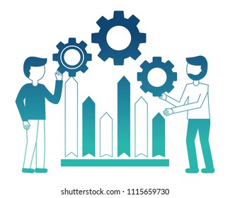 business people gear statistic graph chart