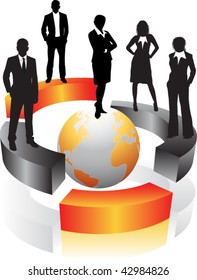 Business people and globe