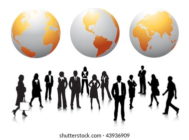 Business people and globe