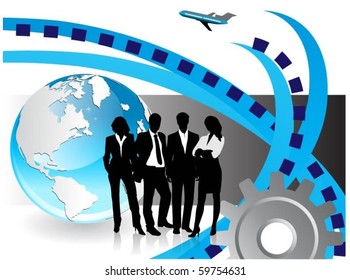 business people with globe
