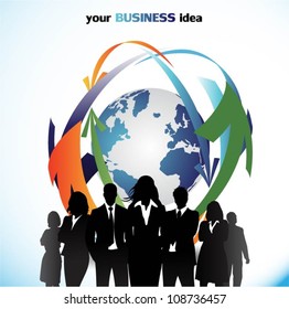 Business people with globe background