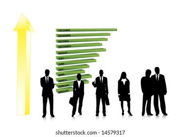 Business people and graph