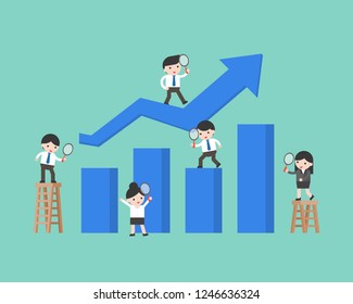 Business people with graph, data analysis concept, vector illustration