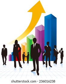 business people & graph Vector