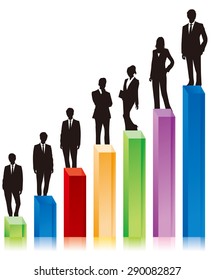 business people & graph Vector 