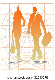 business people and graphics as background
