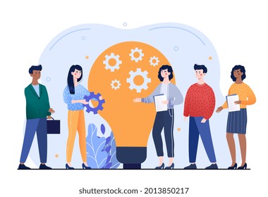 Business People Are Greeting New Team Members. Concept Of Company Newcomers, Personnel, Adaptation Of New Employees. First Days In Company, New Employees Training. Flat Cartoon Vector Illustration