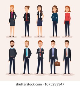 business people group avatars characters