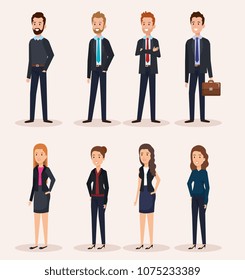 business people group avatars characters