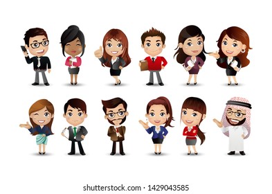 business people group avatars characters - Vector