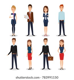 business people group avatars characters