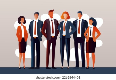 Business people group, boss leader, management team. Vector  illustration