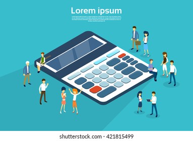 Business People Group Calculator 3d Isometric Vector Illustration