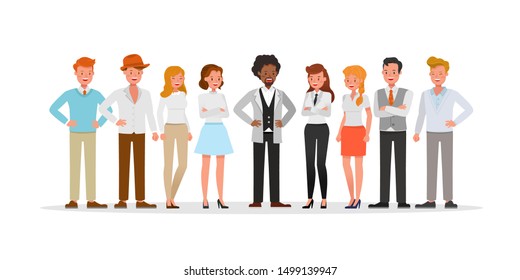 Business people group character vector design presentation in various action.