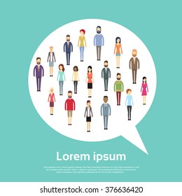Business People Group Chat Bubble Shape Communication Concept, Business people Talking Social Network Flat Vector Illustration