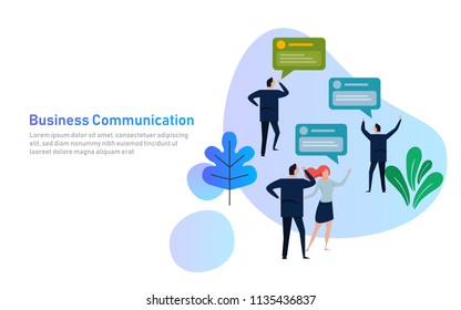 Business People Group Chat Communication Bubble, Discussing Communication Social Network Flat Vector Illustration. Corporate company communication