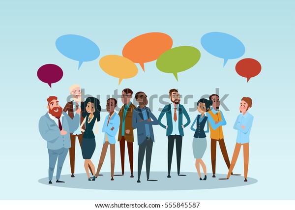 Business People Group Chat Communication\
Bubble, Businesspeople Discussing Communication Social Network Flat\
Vector Illustration