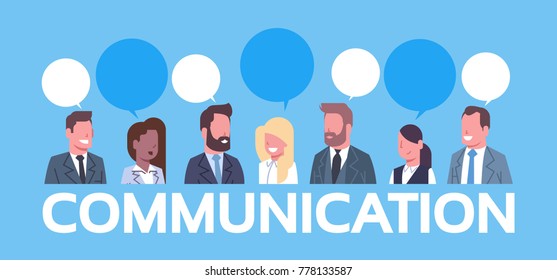 Business People Group Communication Concept Team Of Successful Businessmen And Businesswomen Flat Vector Illustration