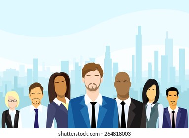 business people group diverse team vector illustration