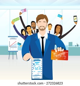 Business People Group Financial Payment Option Concept Vector Illustration