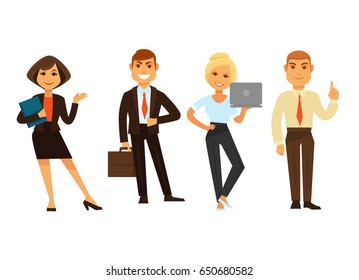 Business people group of four isolated on white
