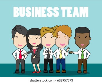 business people group human resources. Funny flat vector style.
