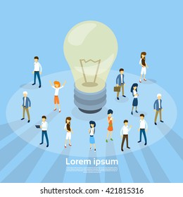 Business People Group Light Bulb New Idea Concept 3d Isometric Vector Illustration