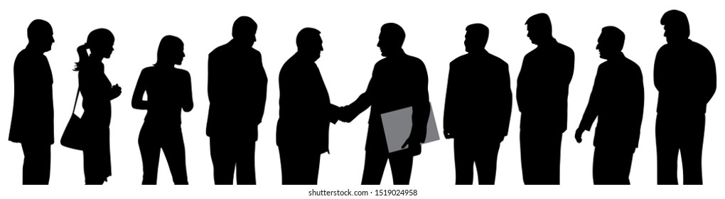 Business people group at a meeting  with two businessmen shaking hands and one of them holding folder with contract.