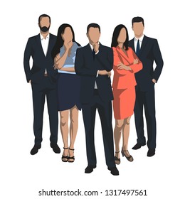 Business people, group of business men and women, set of isolated vector illustrations. Flat design