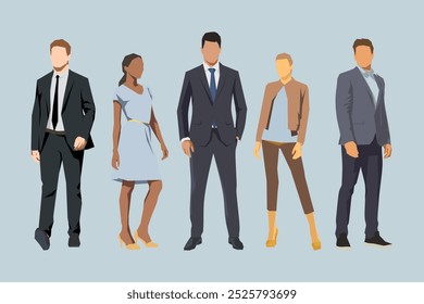 Business people. Group of business men and women, isolated flat design illustration