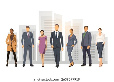 Business people, group of business men and women, flat design vector illustration