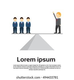 Business People Group On Balance Scale Flat Vector Illustration